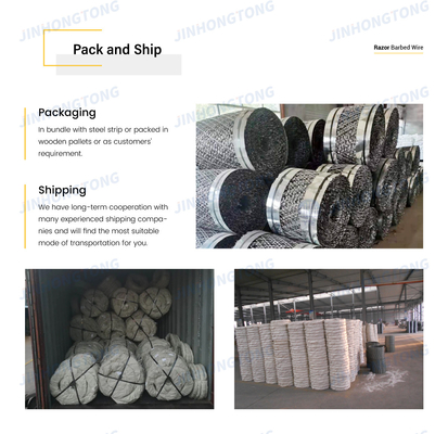 CBT-65 Flat Razor Barbed Wire Fence/ Flat Wrap Razor Wire with BTO22 Roll Thickness 0.45±0.05mm